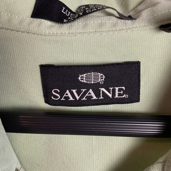 Savane Mens Luster Wash Easy Care Button Up Collared Casual Tee Sage Green XXL - Picture 5 of 11